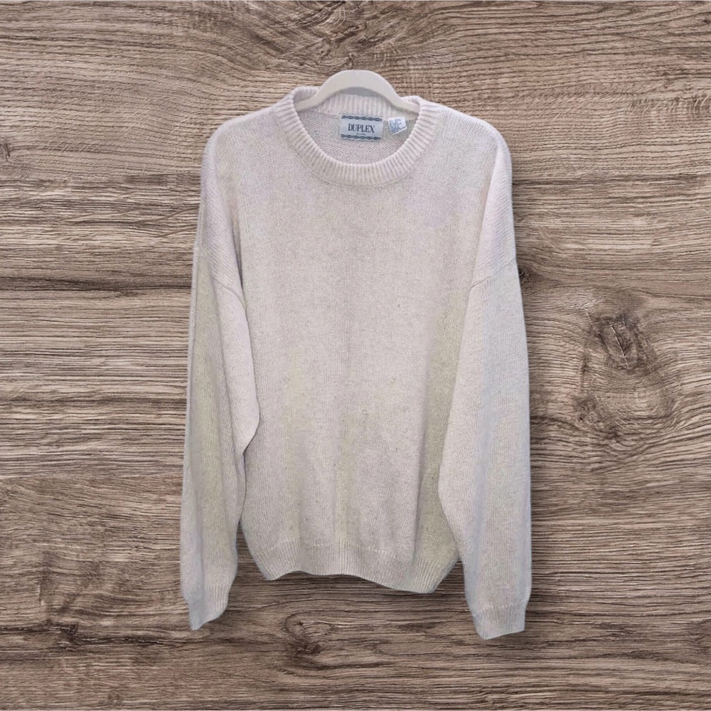 NWT Duplex Designs Men’s Size XL Beige Pullover Sweater Crew Neck Long Sleeves